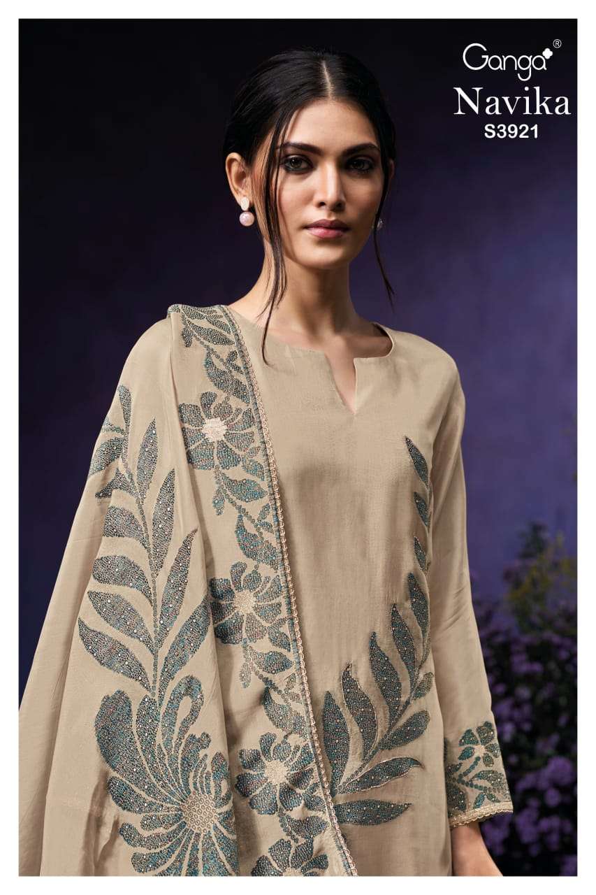 GANGA NAVIKA 3921 BRAND RICK CASUAL LOOK SILK JACQUARD SOLID...