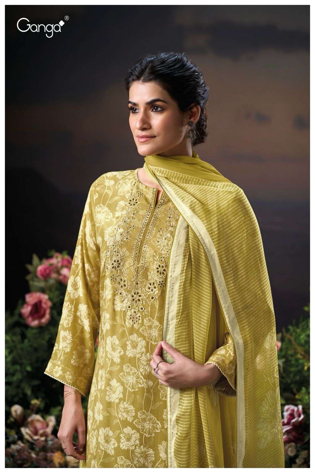 GANGA TERINA 3263 PREMIUM VISCOSE MUSLIN PRINTED SALWAR DRES...