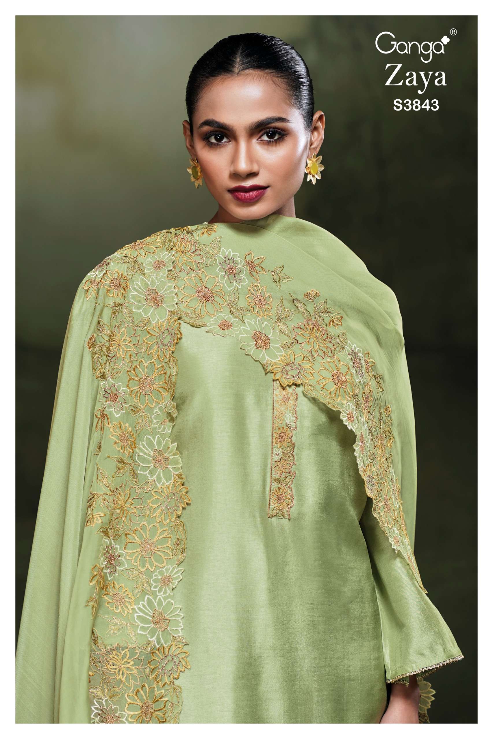 GANGA ZAYA 3843 PREMIUM RUSSIAN SILK SOLID COLOR SUIT FOR SP...