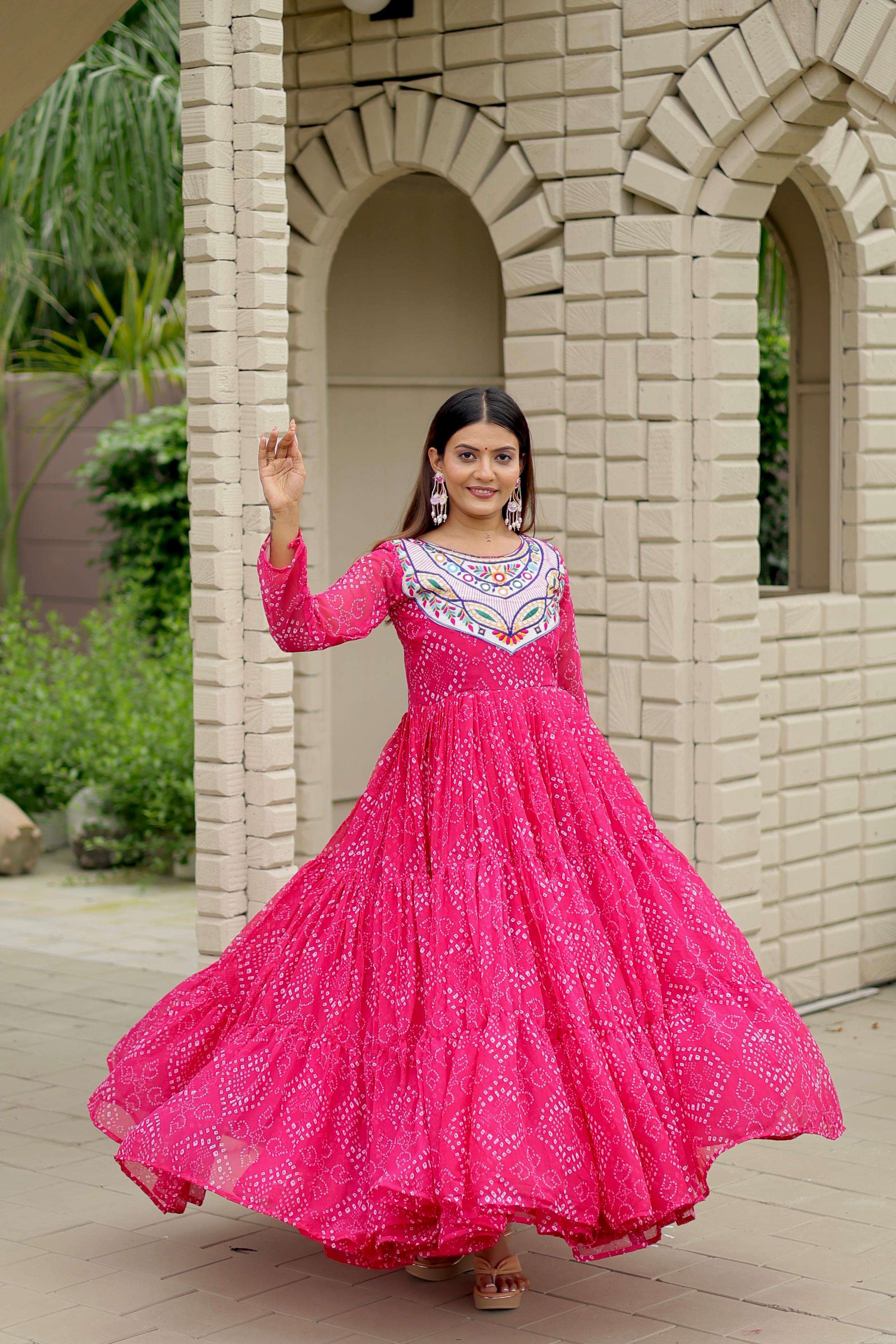 Georgette Fabric Long Anarkali Style readymade Gown best Col...
