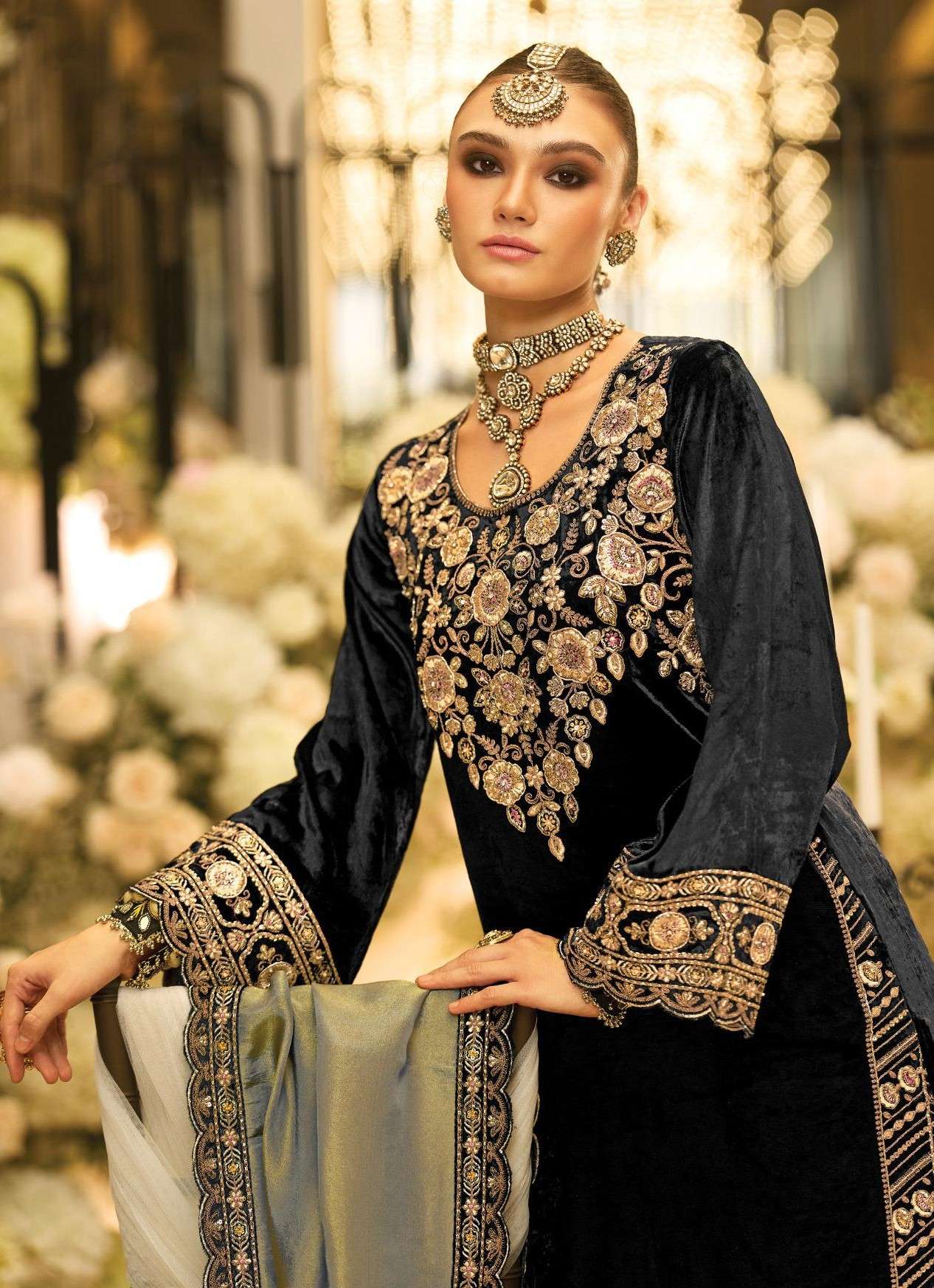 IBIZA AYLIN PREMIUM VELVET COLLECTION VISCOSE HANDWORK SALWA...
