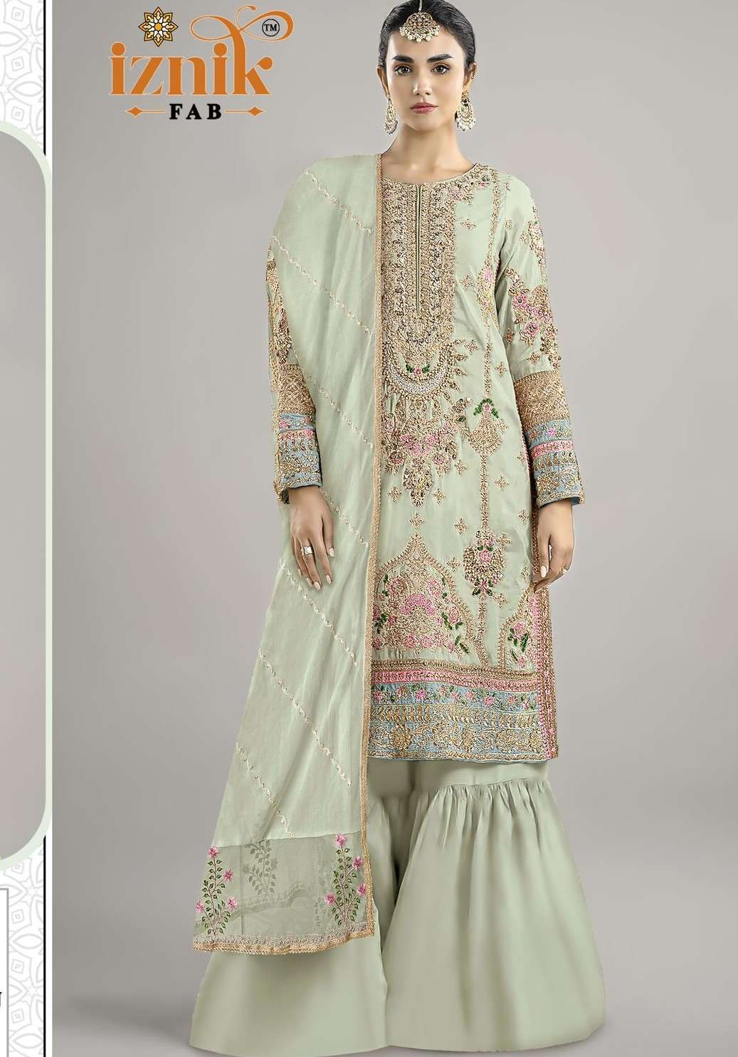 IZNIK FAB 281 HEAVY GEORGETTE WITH HEAVY WORK KURTI PALAZZO ...