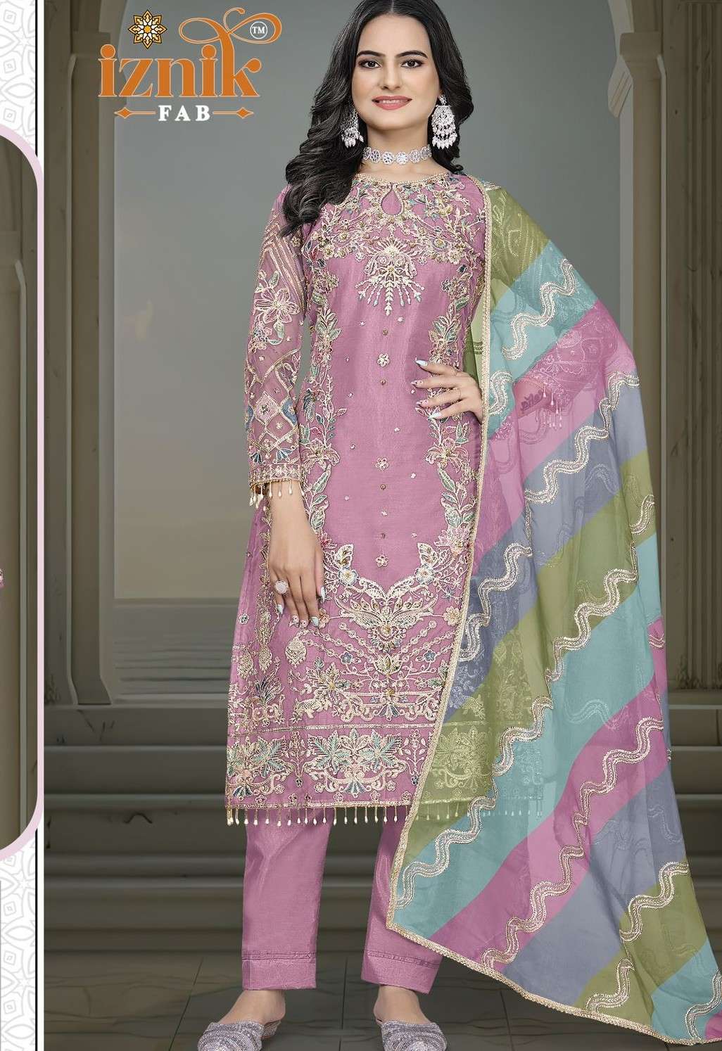 IZNIK FAB A 288 SHADI SPECIAL OUTFIT ORGANZA FABRIC WORK SAL...