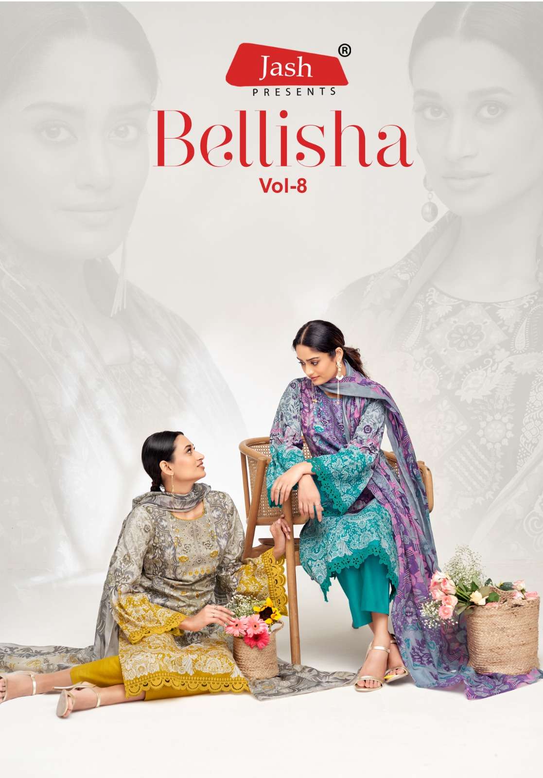 JASH BELLISHA VOL 8 PAKISTANI DAILY WEAR STYLE COTTOM SALWAR...