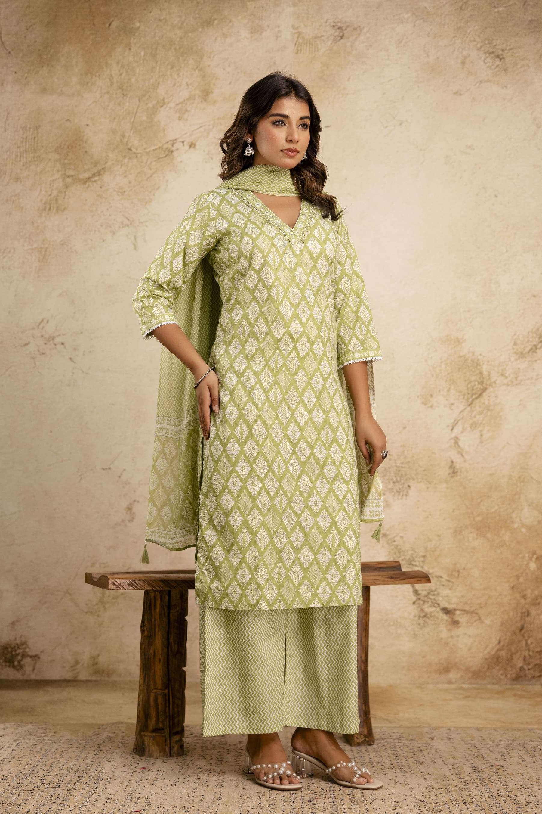 K 278 COTTON KURTI WITH PALAZZO SUIT FOR ALL FESTIVAL TRADIT...