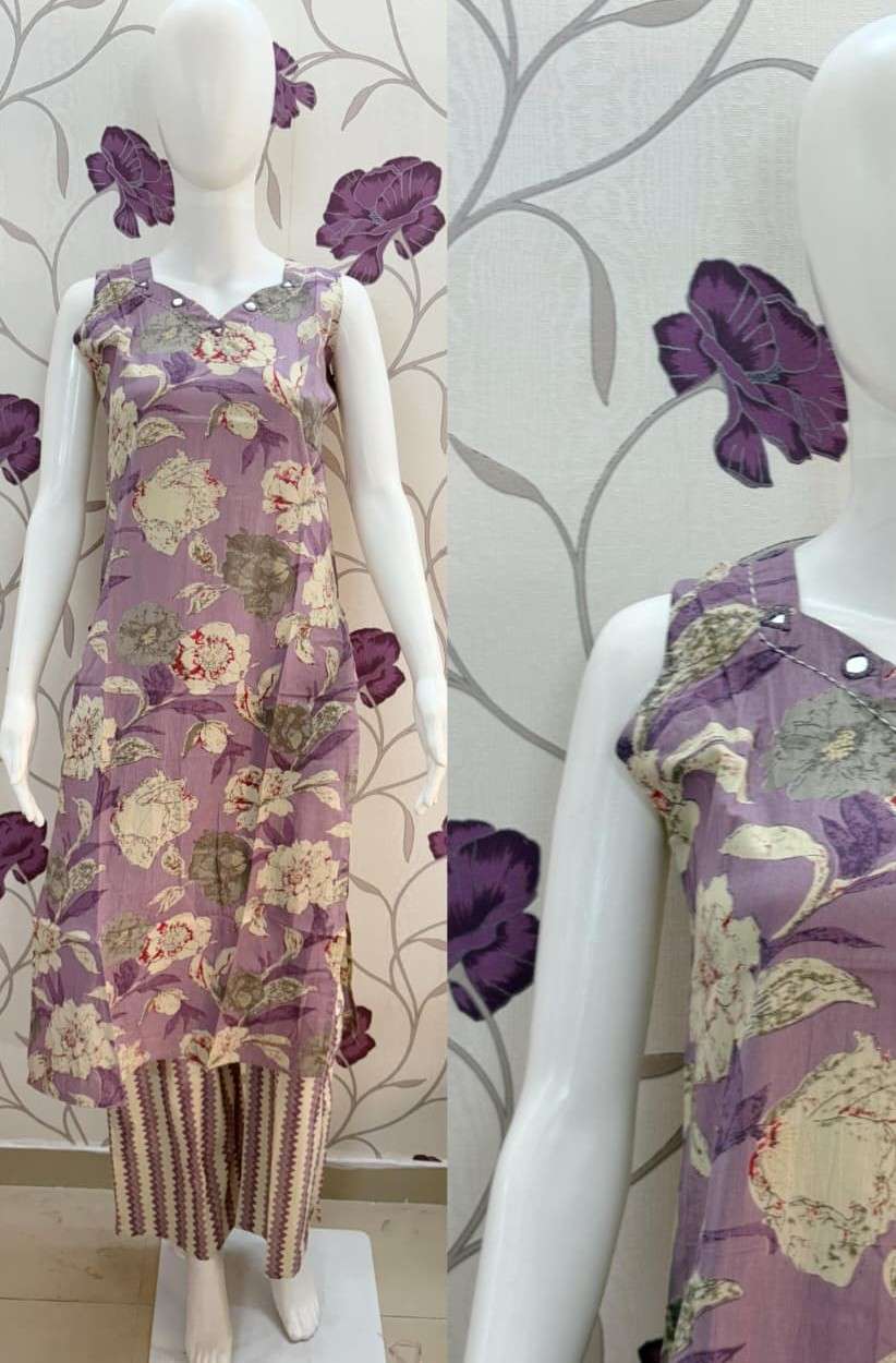 K 296 WESTERN WEAR SLEEVELESS KURTI PALAZZO SET FOR DAILY OU...