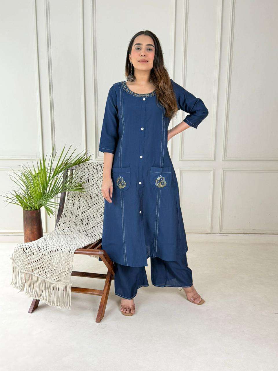 K 326 TREND LONG KURTI TYPE CORD SET FOR WOMEN OFFICE WEAR W...