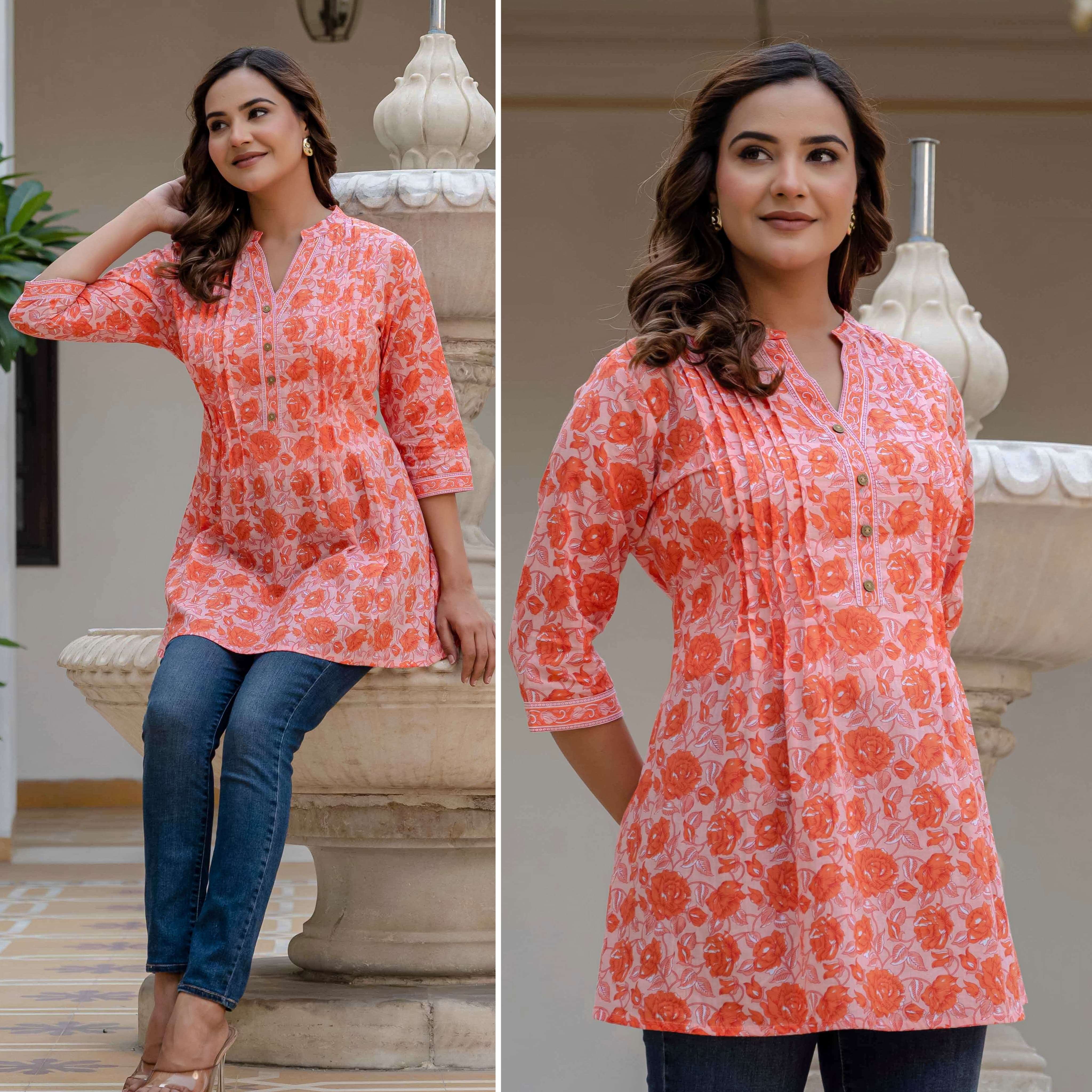 K 329 ALL SEASON WESTERN STYLE PRINTED SHORT TOPS FOR GIRL D...