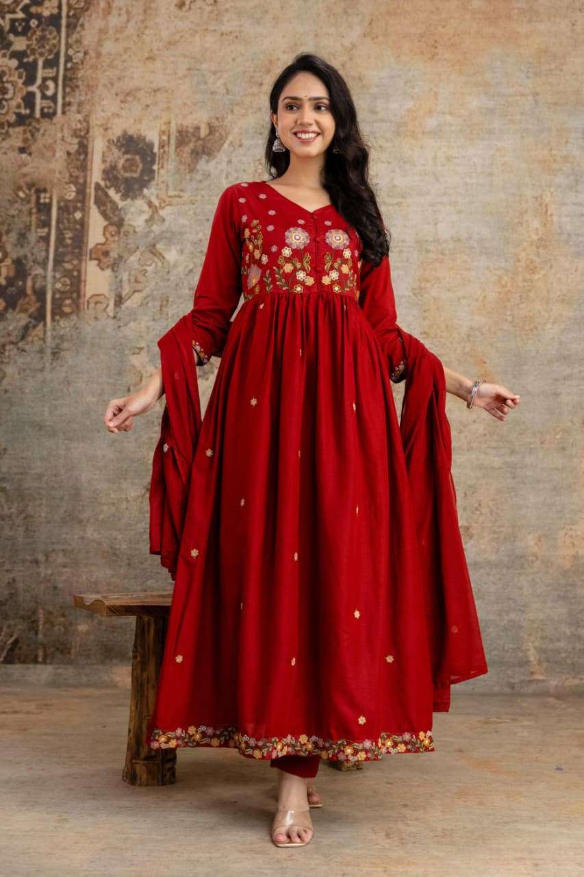 K 334 MULMUL COTTON DESIGNER RUND KURTI SUIT COLLECTION FOR ...