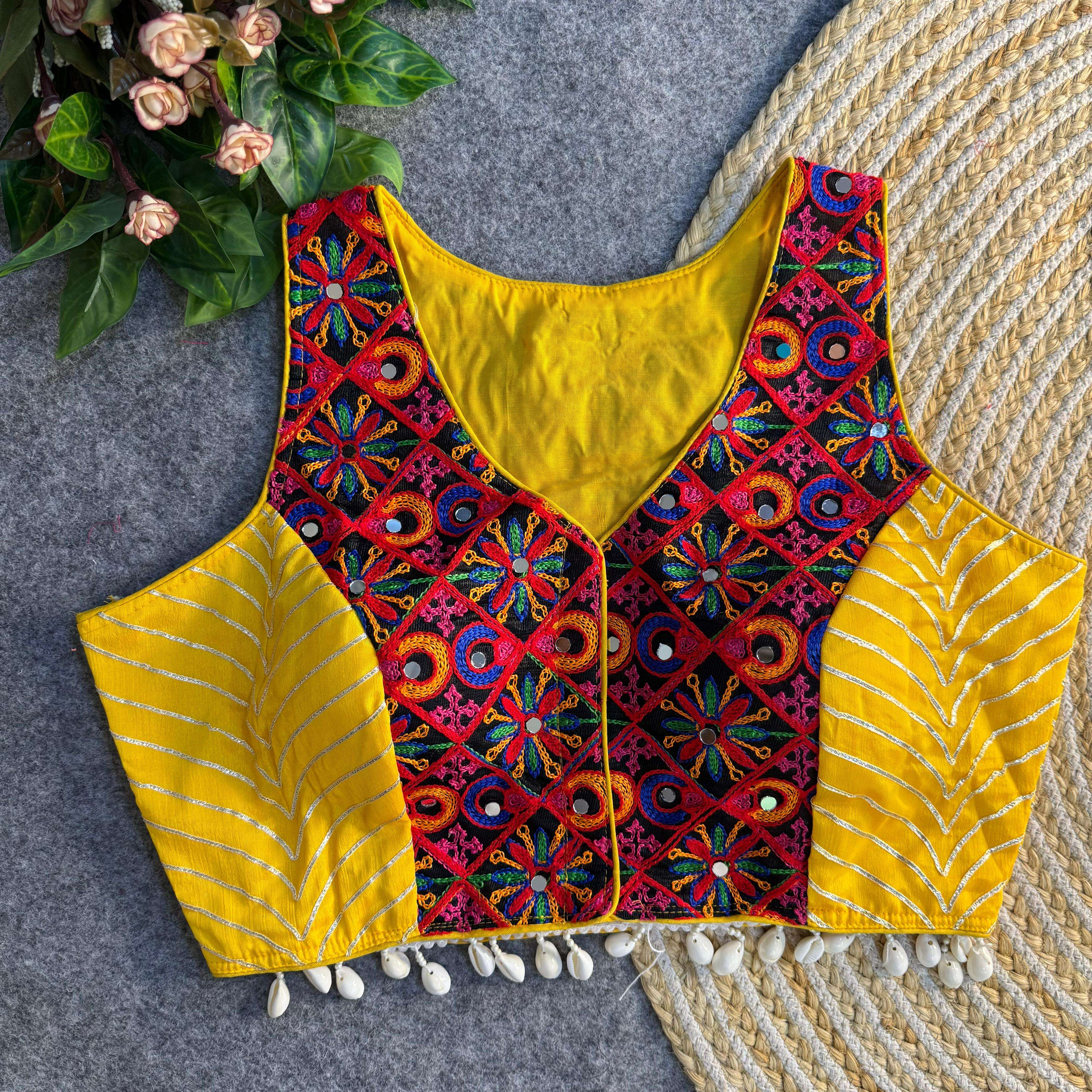 Kachi work embroidery laheriya design stich Navratri special...