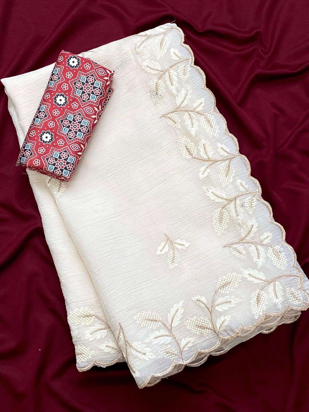 KALPITA CRUNCHY FABRIC PEACOCK WORK DESIGN RICH MULTI WORK S...
