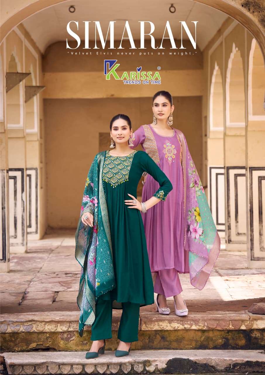 KARISSA SIMARAN PREMIUM VISCOSE CHANDERI READY SUIT FOR WOME...