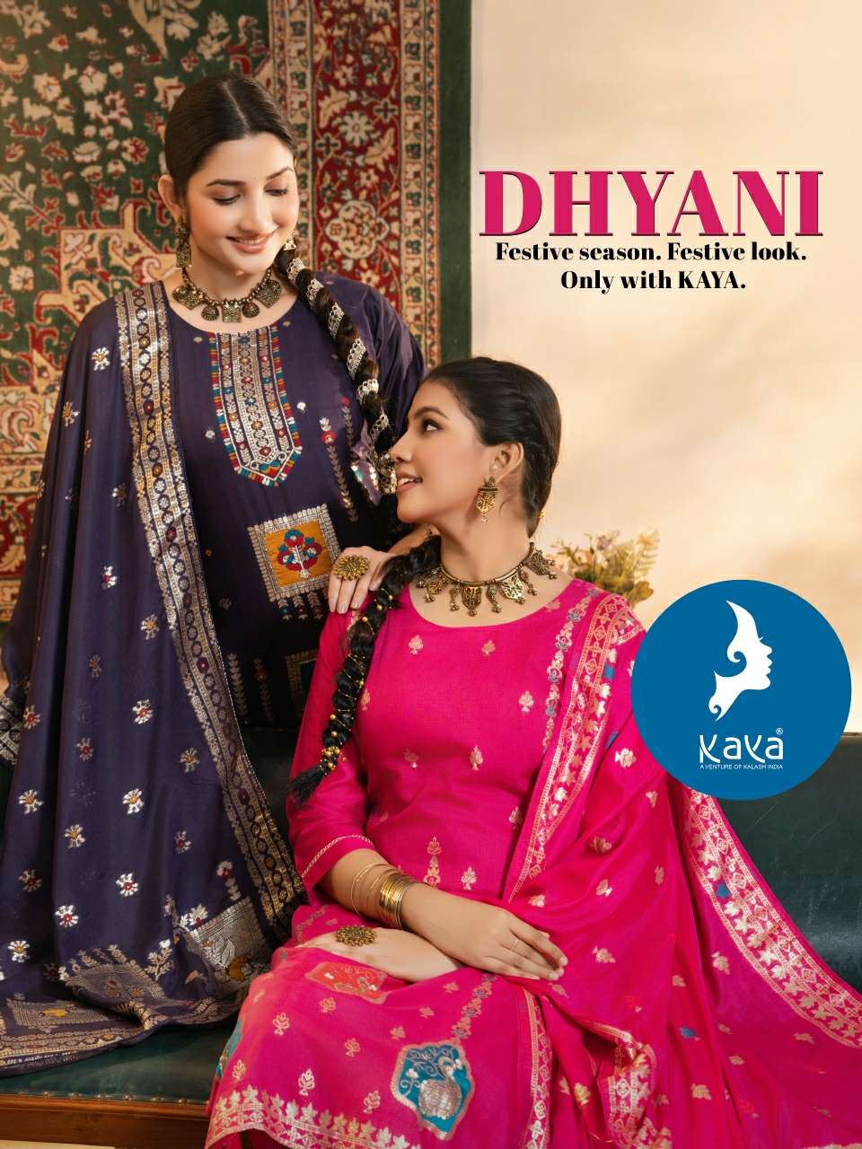 KAYA KURTI DHYANI ALL FUNCTION DESIGNER CHANDERI FABRIC JACQ...