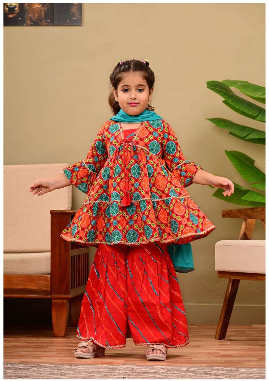 KIDS 11 CHILDREN GIRLS OUTFIT COTTON KURTI SHARARA SUIT FOR ...