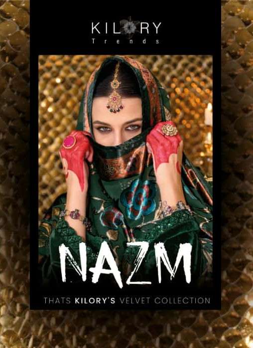 KILORY TRENDS NAZM VELVET WITH PLACE MENT EMBROIDERY NECK SE...