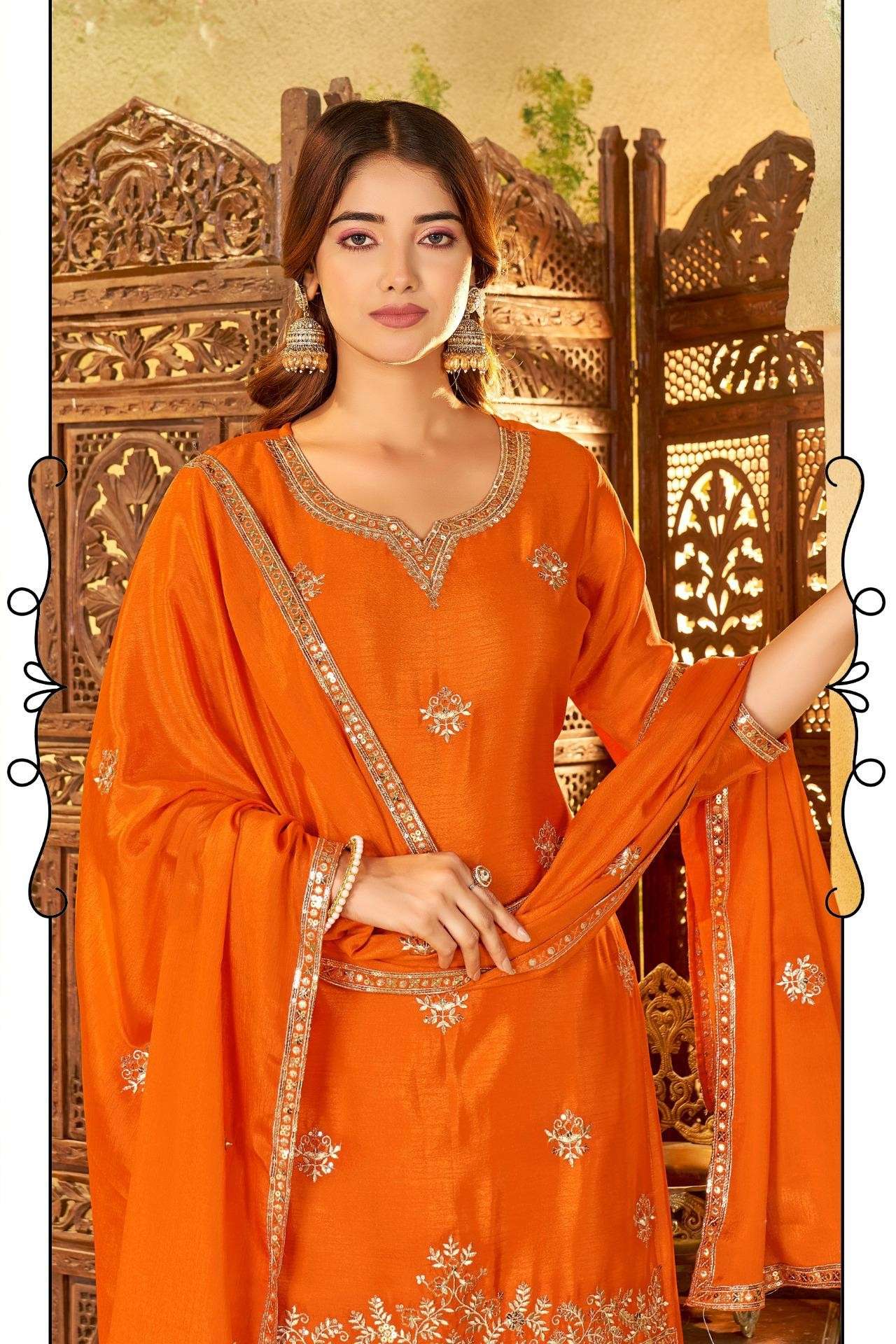 LADIES FLAVOUR 3312 TO 3314 WEDDING FUNCTION WEAR CHINON HEA...