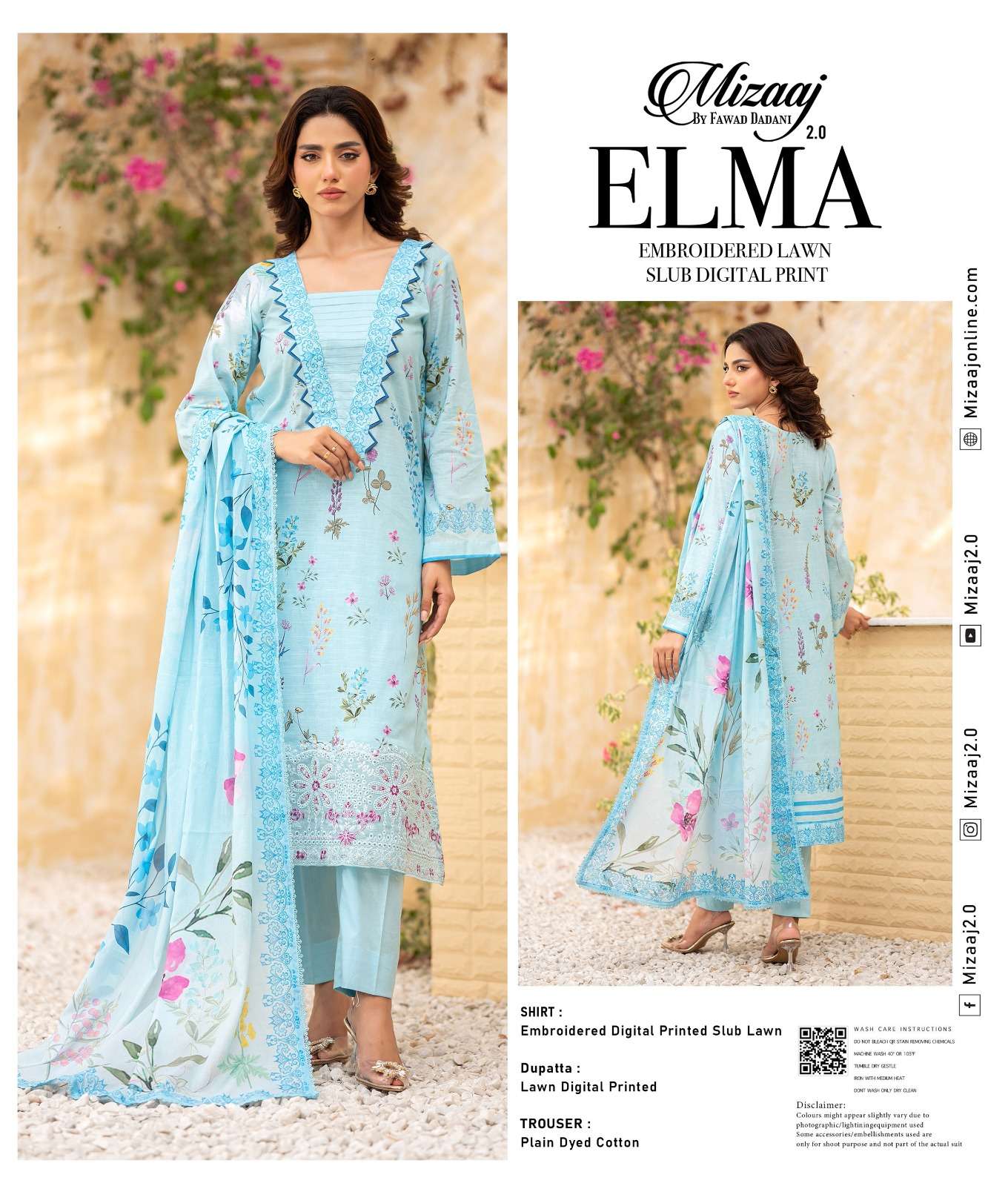 MIZAAJ ELMA EMBROIDERY LAWN 2025 BRANDED INDIAN OUTFIT LAWN ...