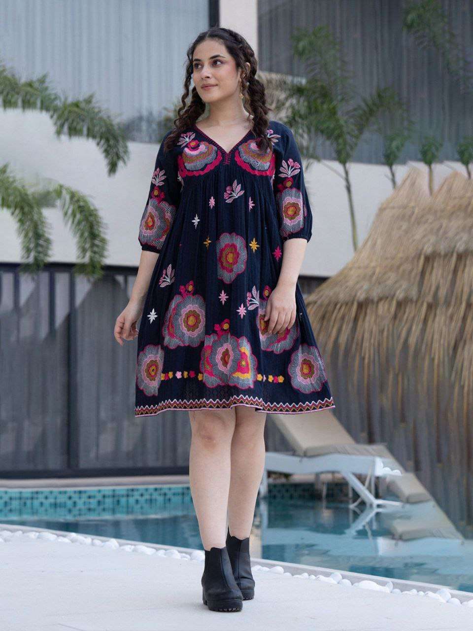MOST CLASSIC BLACK AND WHITE ONE PIECE FROCK FOR WOMEN REGUL...
