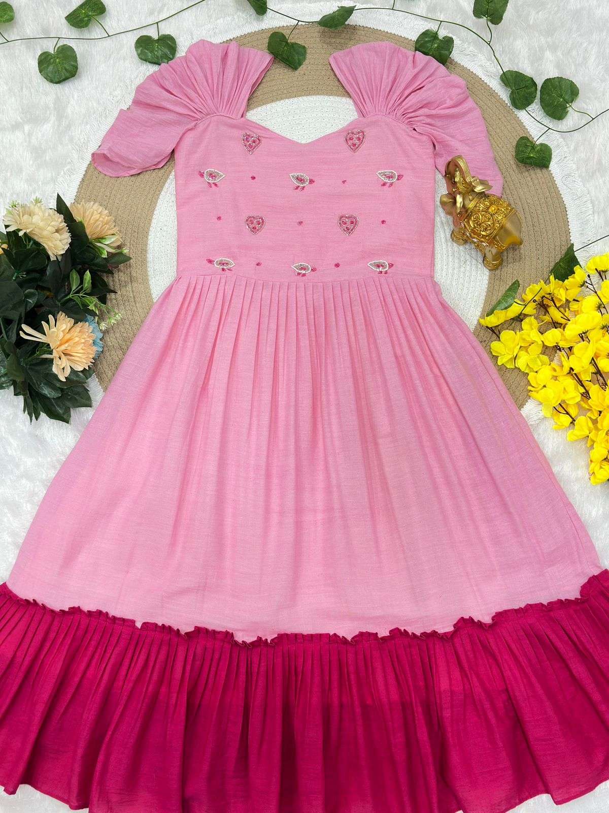 MUL COTTON FABRIC LONG ANARKAI STYLE KIDS SPECIAL GOWN COLLE...