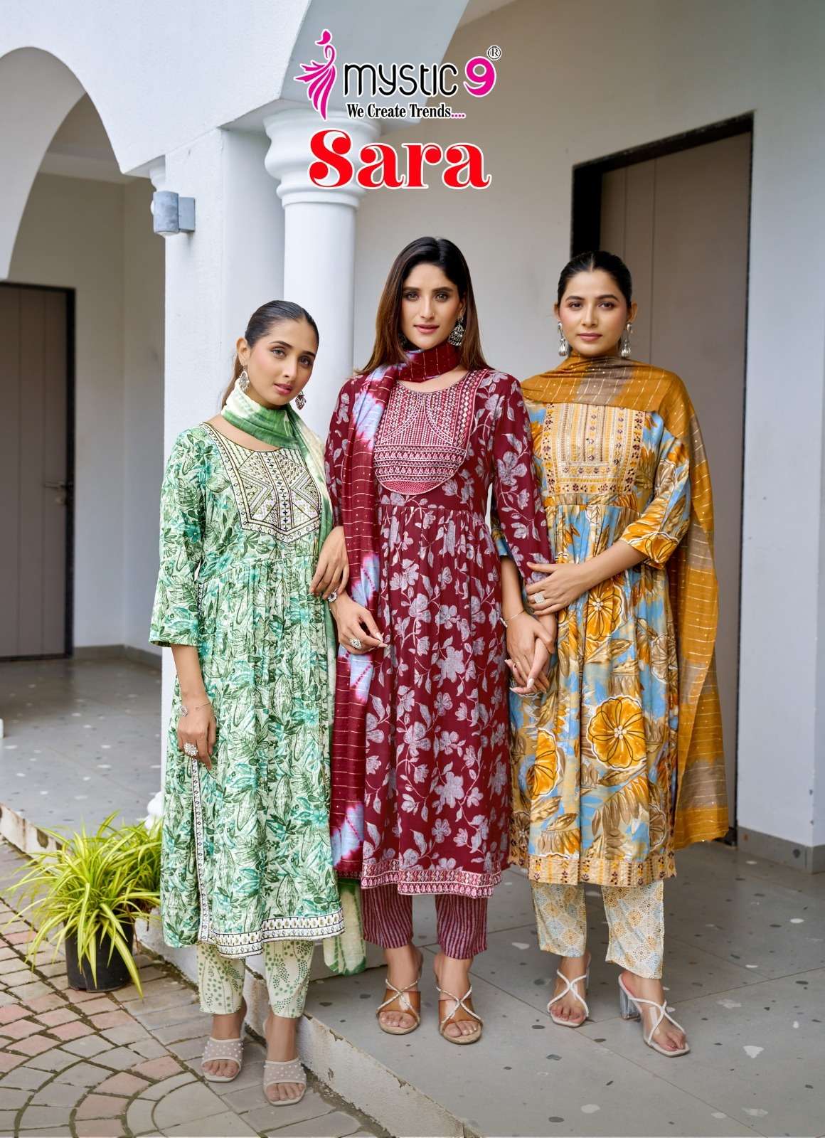 MYSTICK 9 SARA VOL 18 TREND NAYRA CUT KURTI PANT WITH DUPATT...