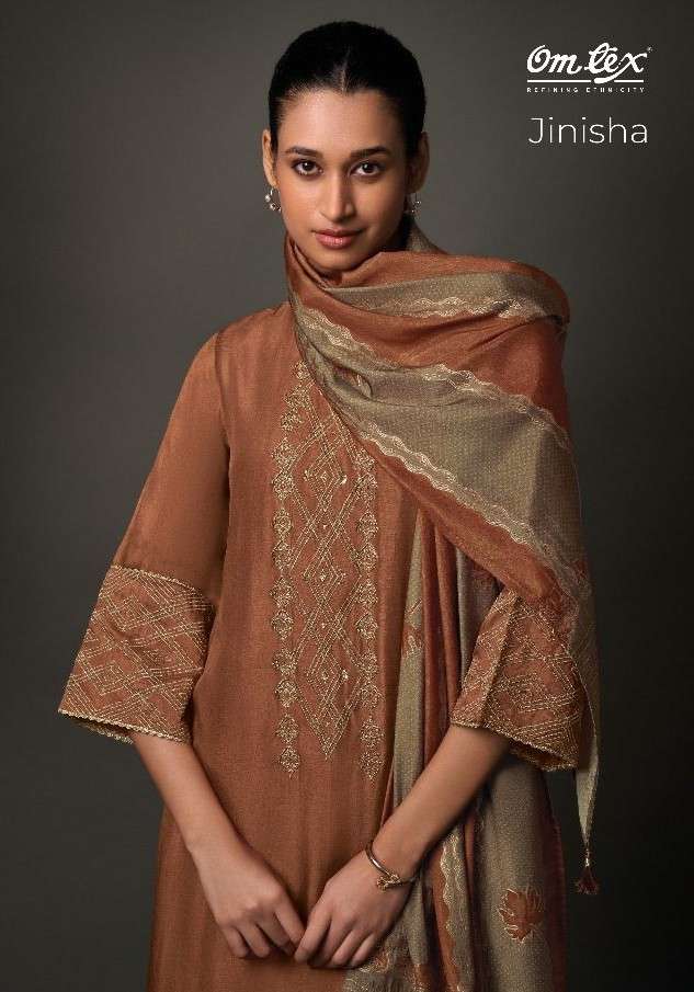 OM TEX JINISHA OLIVIA SILK EMBROIDERY WITH FANCY SUIT TO PAR...