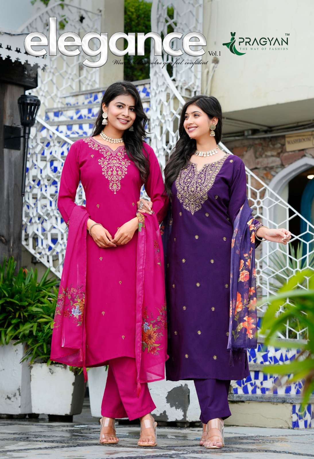 PRAGYAN ELEGANCE VOL 1 STREGHT CUT SILK FABRIC KURTI SUIT SI...