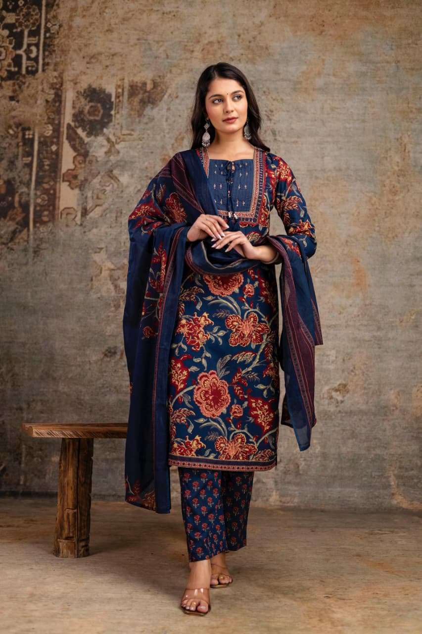 PREMIUM COTTON FLOWER DESIGN ANARKALI SUIT COLLECTION BEST P...