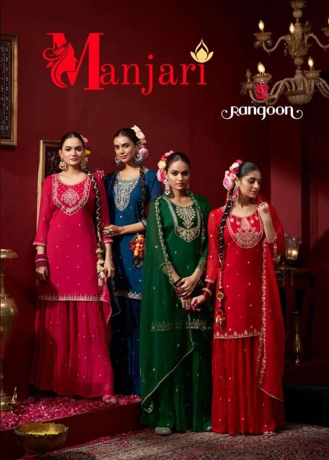 RANGOON MANJARI SHADI AND FESTIVAL HEAVY WORK KURTI SHARARA ...