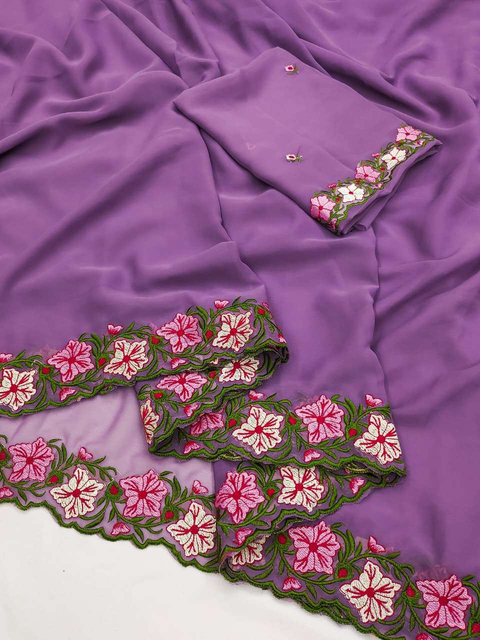 SAANVI BEAUTIFUL GEORGETTE MULTI BORDER WORK SAREE COLLECTIO...