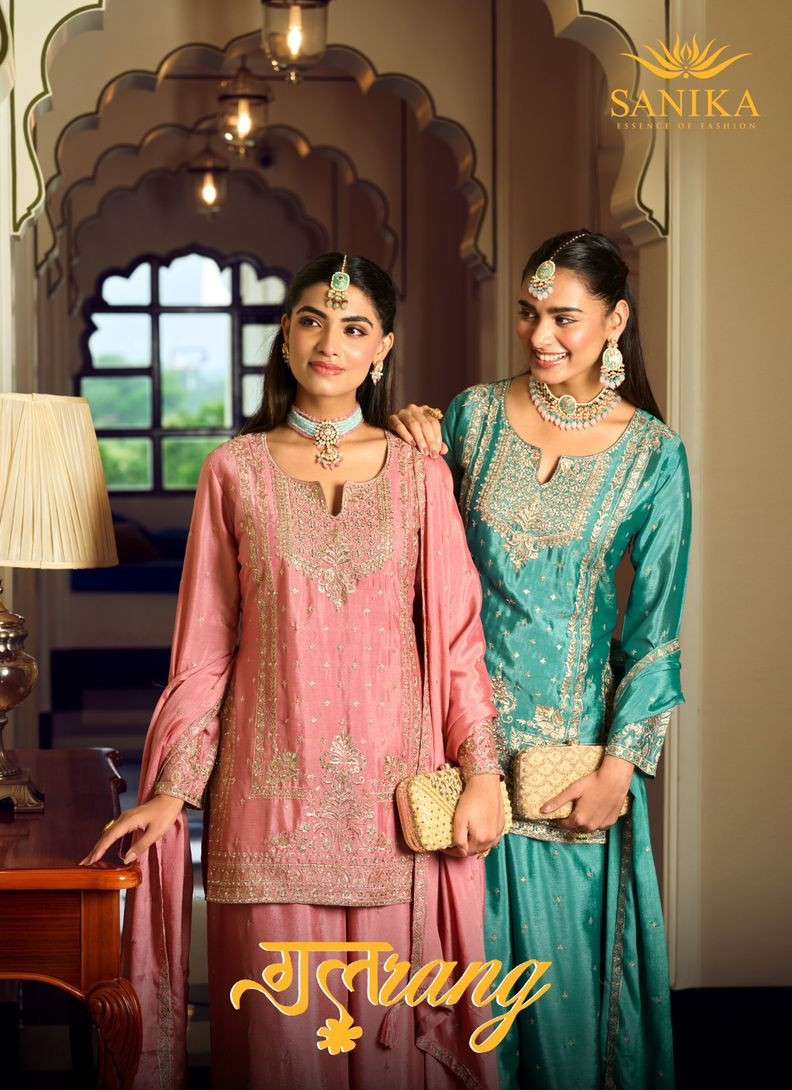 SANIKA FASHION GULRANG CHINON SILK WITH HANDWORJ KURTI PALAZ...