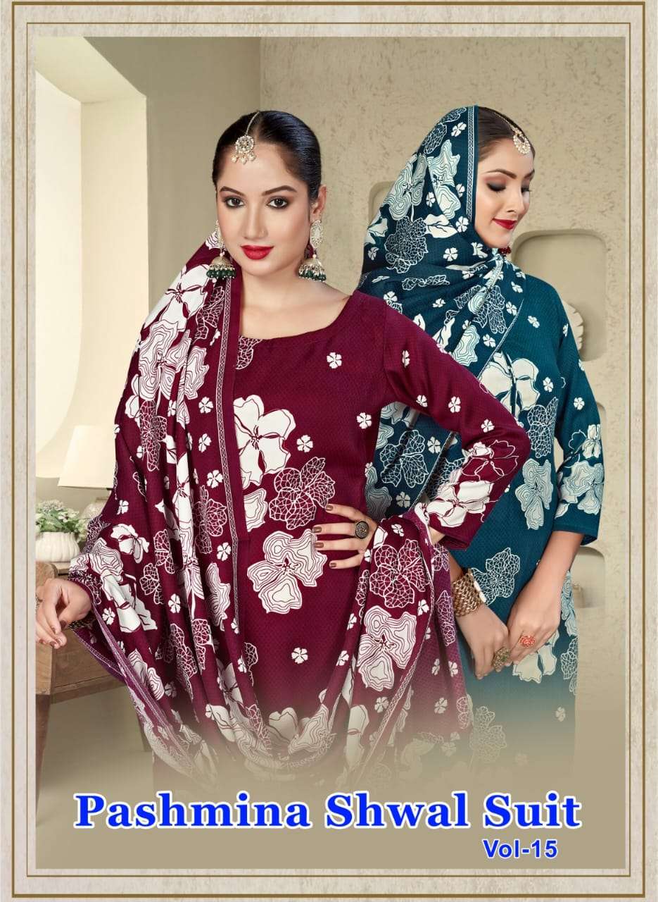 SAT PASHMINA SHWAL SUIT VOL 15 WINTER FASHION PASHMINA PRINT...