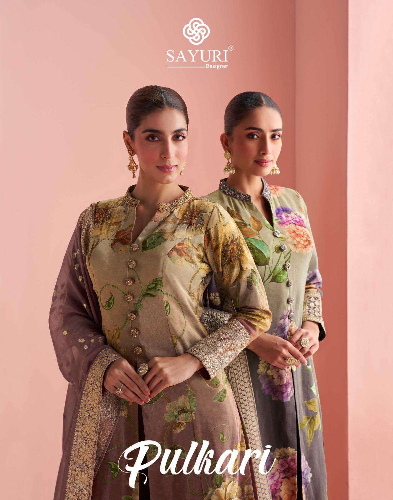 Sayuri Designer Pulkari silk with embroidery work stylish re...