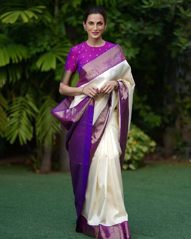 SOUTH FAMOUS STYLISH PURPLE SAREE SOFT SILK CLOTH FORM SURAT...