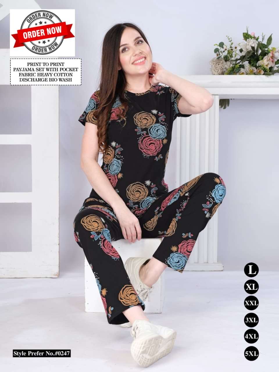 SUMMER SPECIAL VOL AT 0247 PRINT PAYJAMA WITH POCKET NIGHT S...