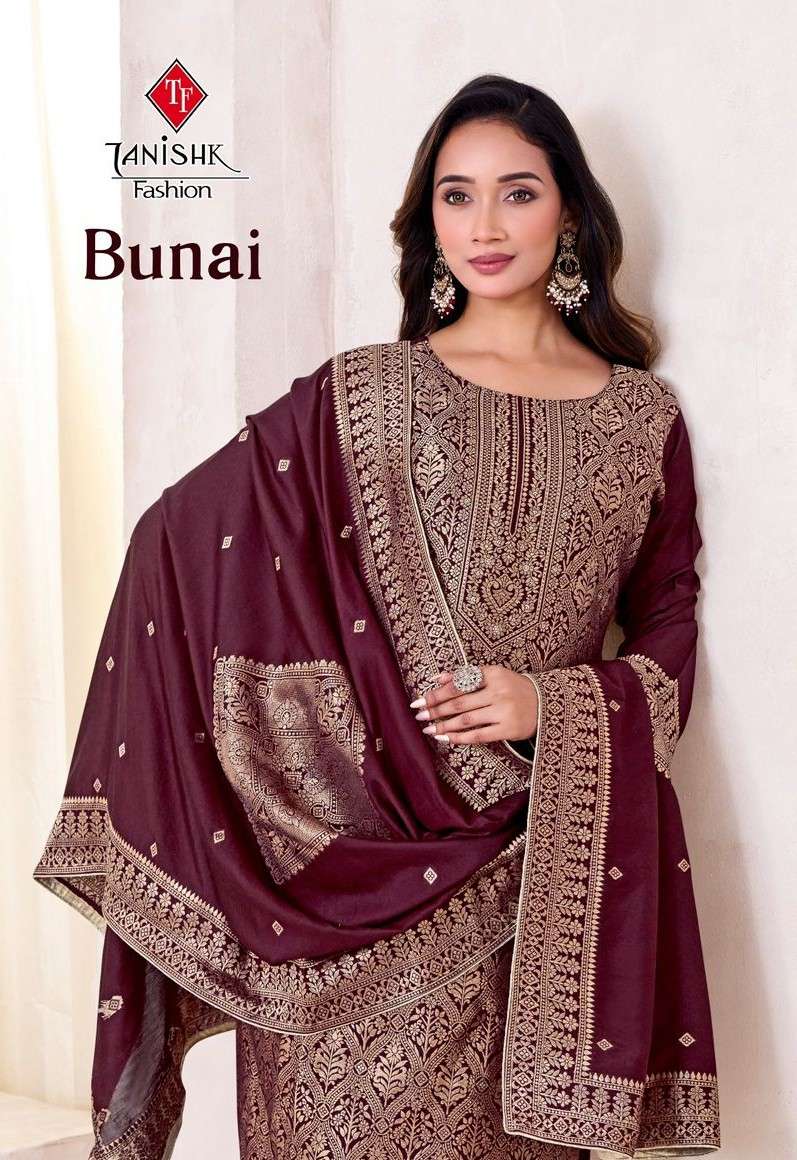 TANISHK BUNAI GUJARATI WEDDING STYLE JACQUARD PRINT SALWAR S...