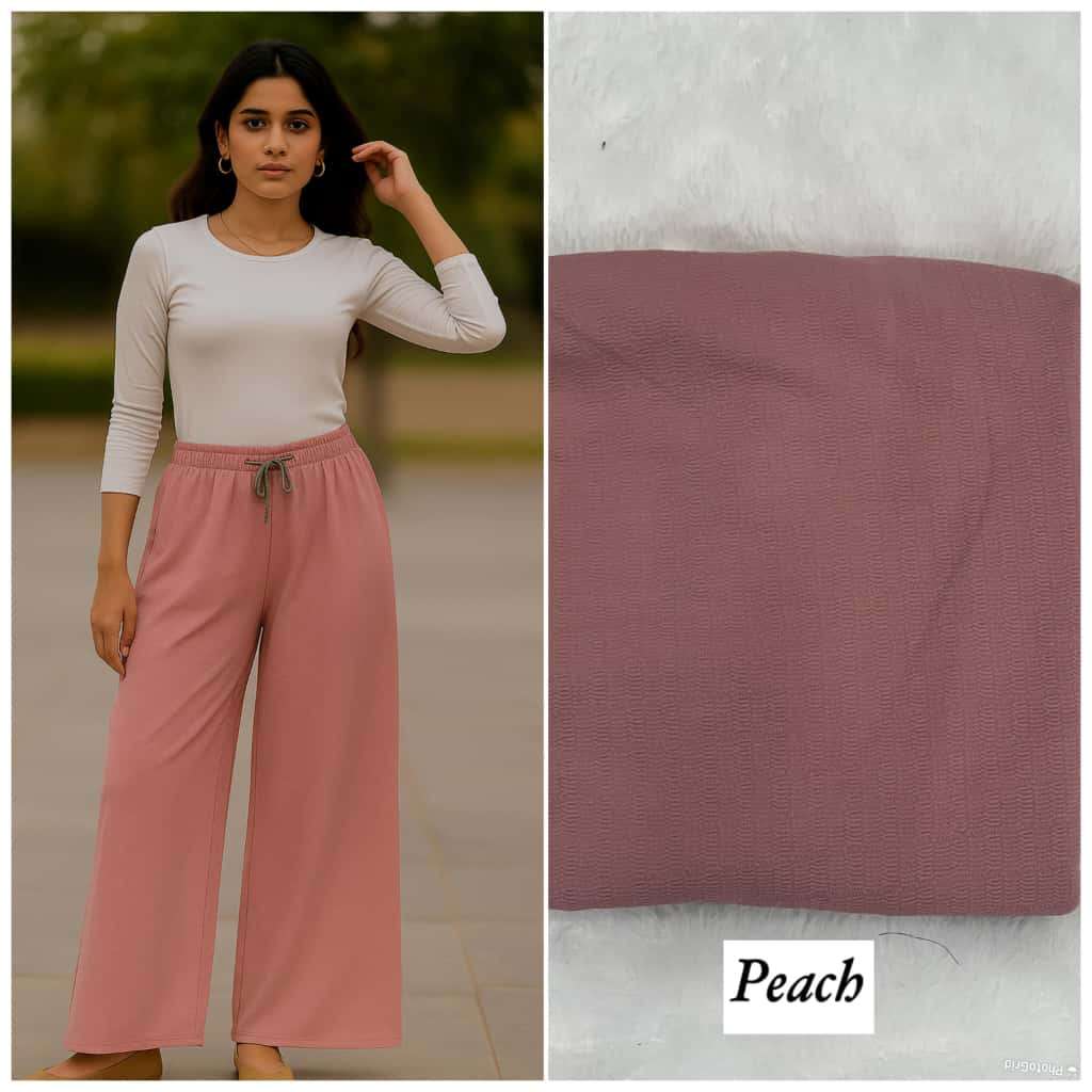 TEXTURED PALAZZO WRINKLE FREE BOTTON WEAR FOR GIRLS DAILY WE...