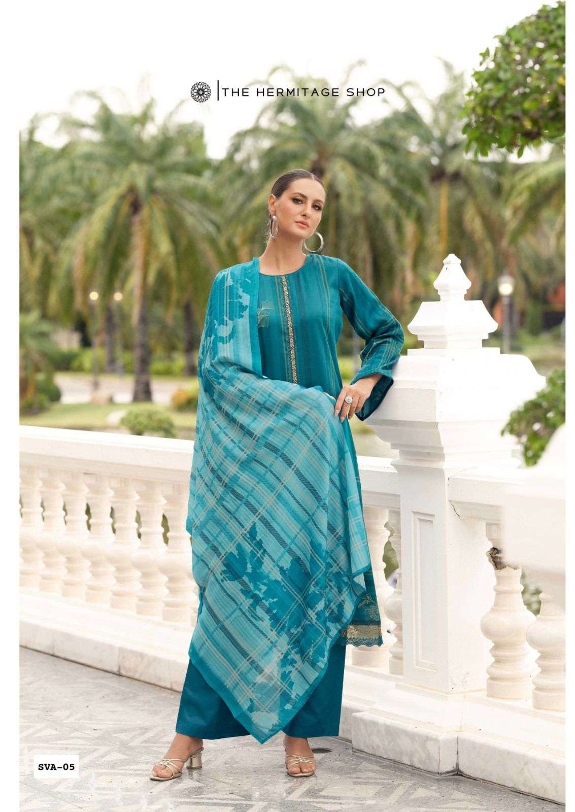THE HERMITAGE SHOP SVA VISCOSE LAWN DIGITAL NATURAL FABRIC D...