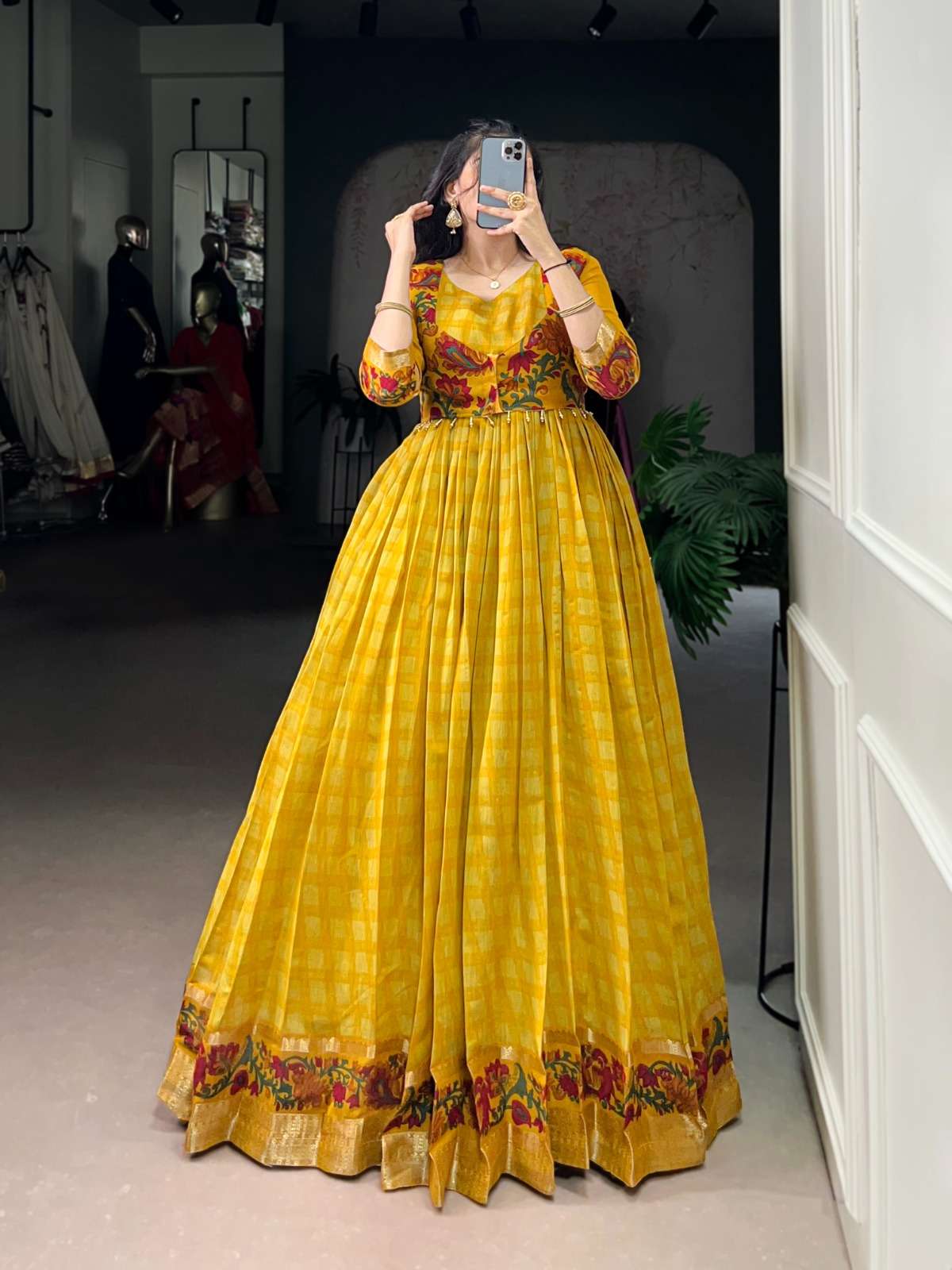 Viscose fabric long anarkali style Festival Special Gown Col...