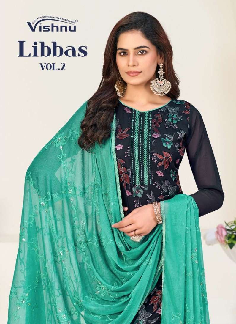 VISHNU LIBBAS VOL 2 GEORGETTE BRASSO DULL SANTTON FABRIC SUI...