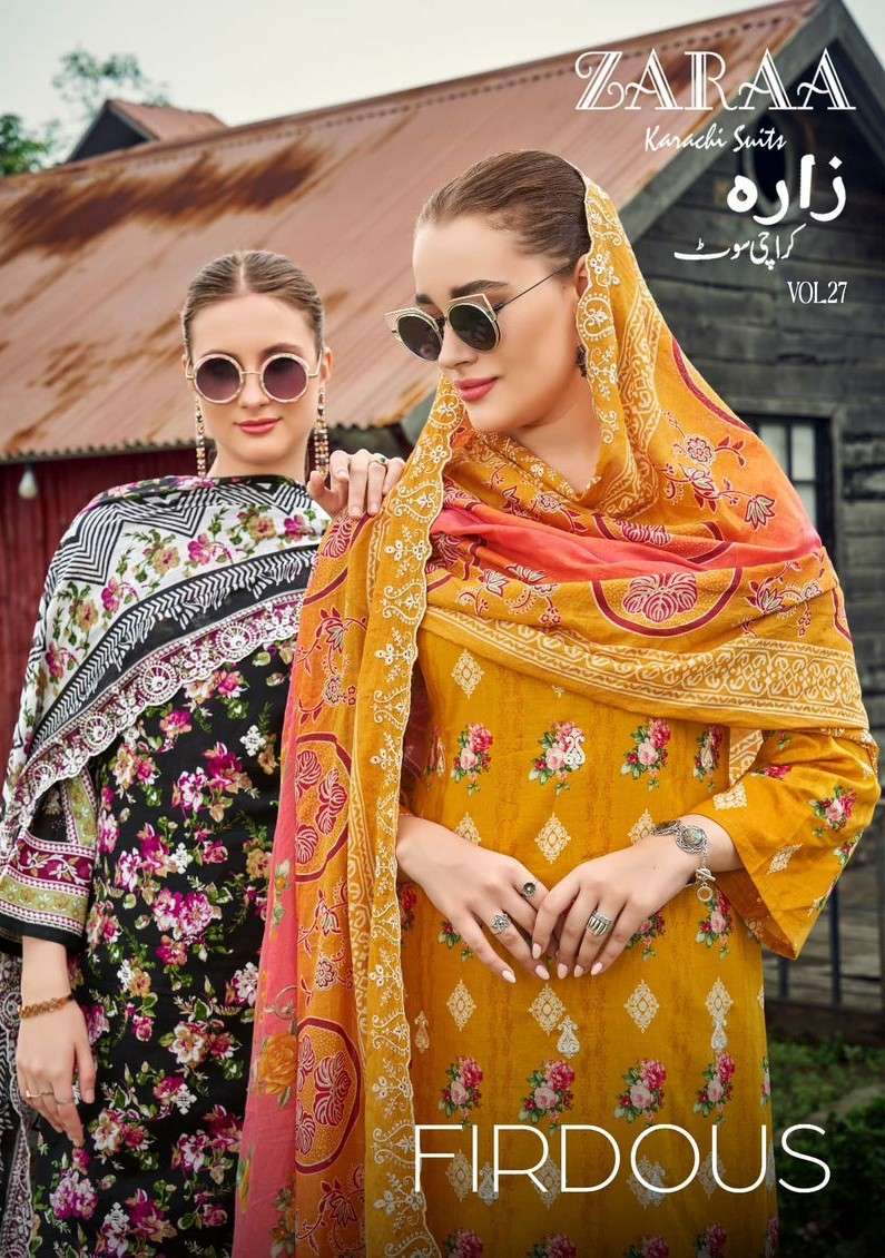ZARAA FIRDOUS VOL 27 COTTON DIGITAL PRINT BORING WORK SALWAR...