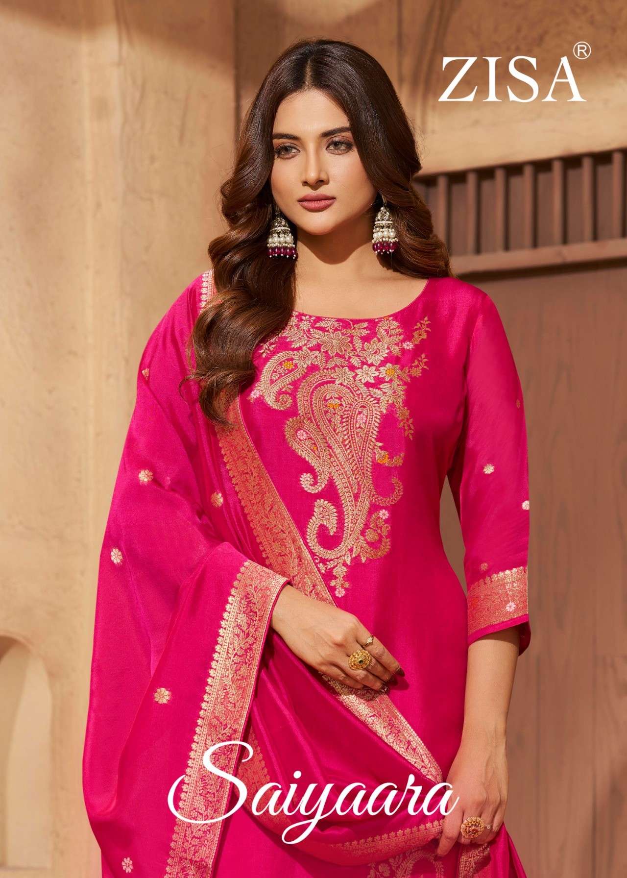 ZISHA SAIYAARA PURE TABY SILK WEAVING JACQUARD PRETTY SUIT P...