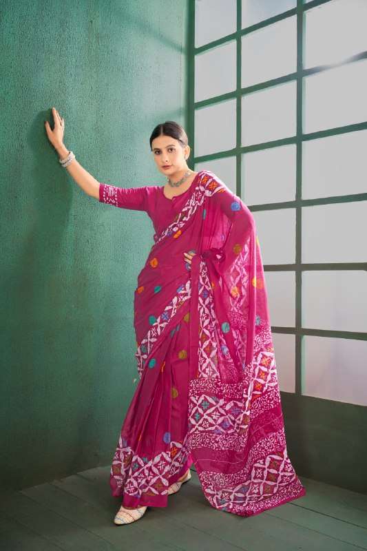 111 ANTARA SOFT COTTON BLOCK PRINT SAREE WITH BLOUSE SET TO ...
