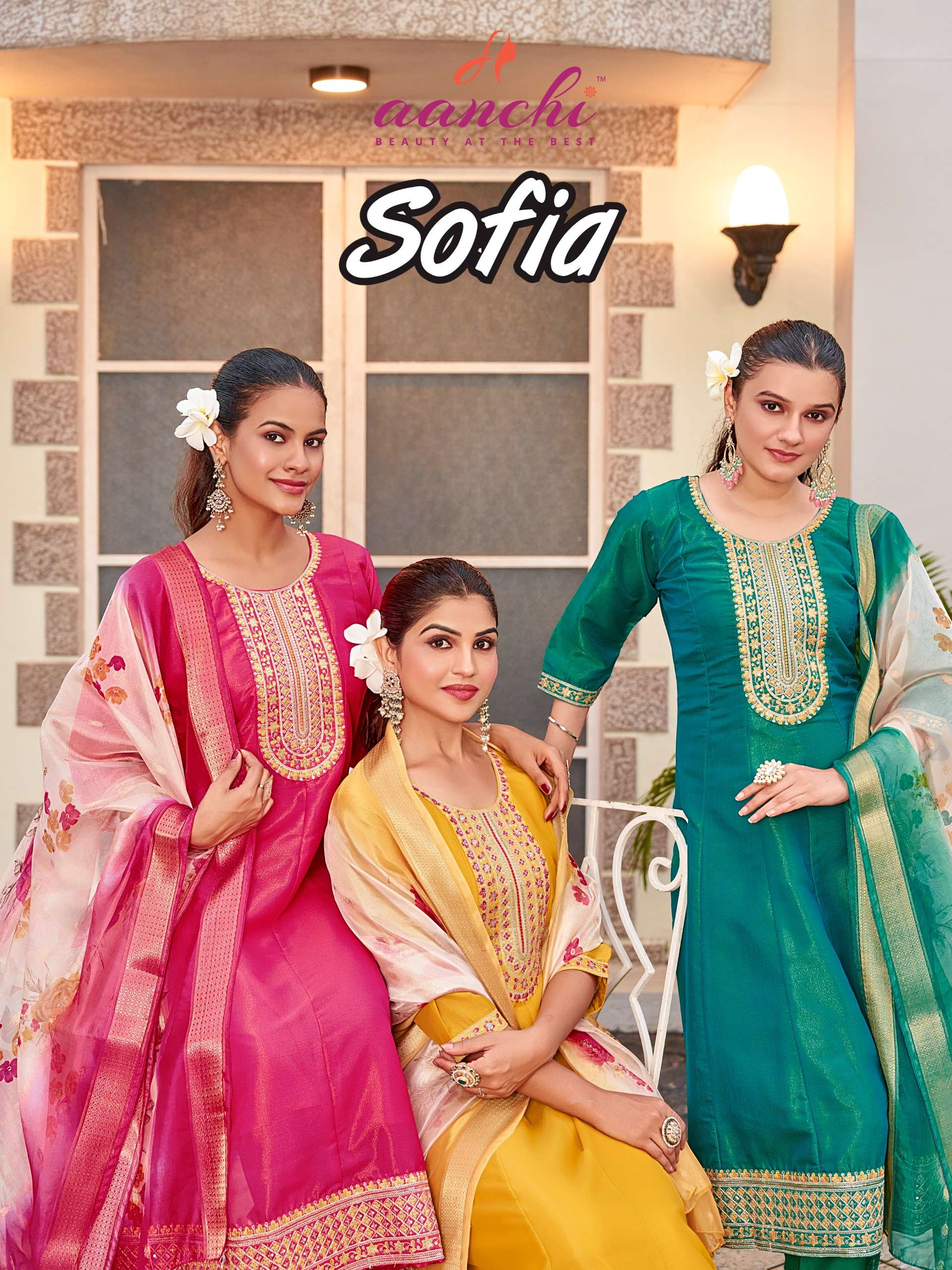 AANCHI SOFIA SHIMMER FLAIR RUND KURTI SUIT TO DIWALI PARTY O...