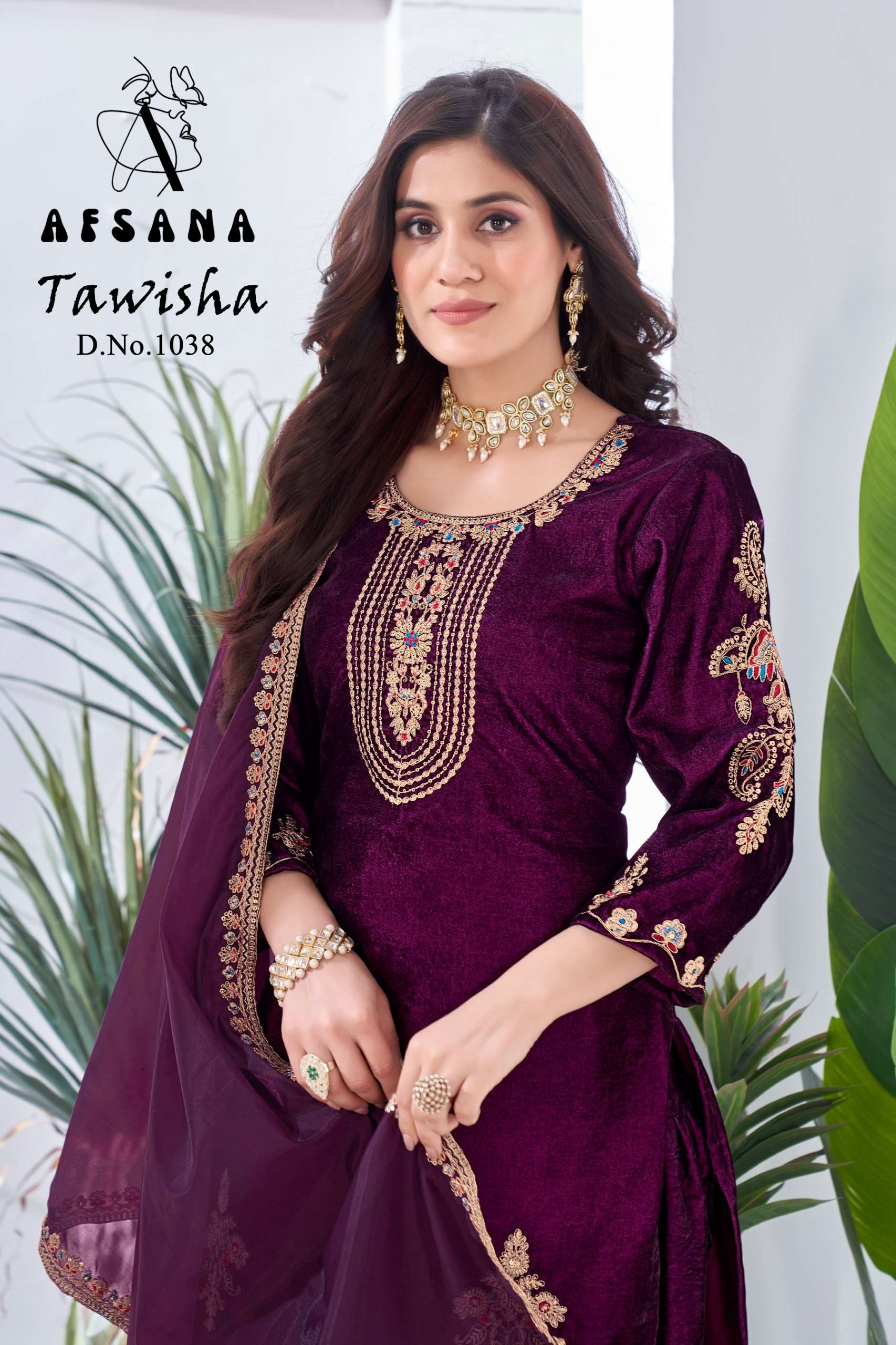 AFSANA TAWISHA VELVET WITH NAYLON DESIGNER SUIT FOR WEDDING ...