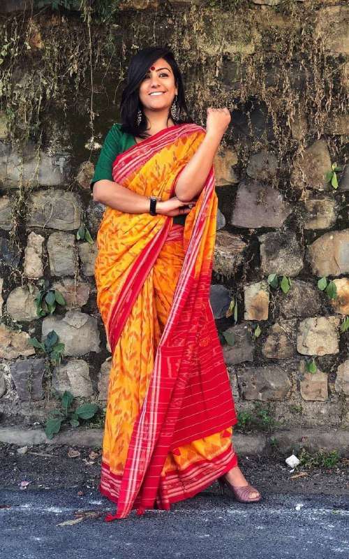 AVANTIKA PURE COTTON IKKAT BLOCK PRINT SAREES WITH BLOUSE PI...