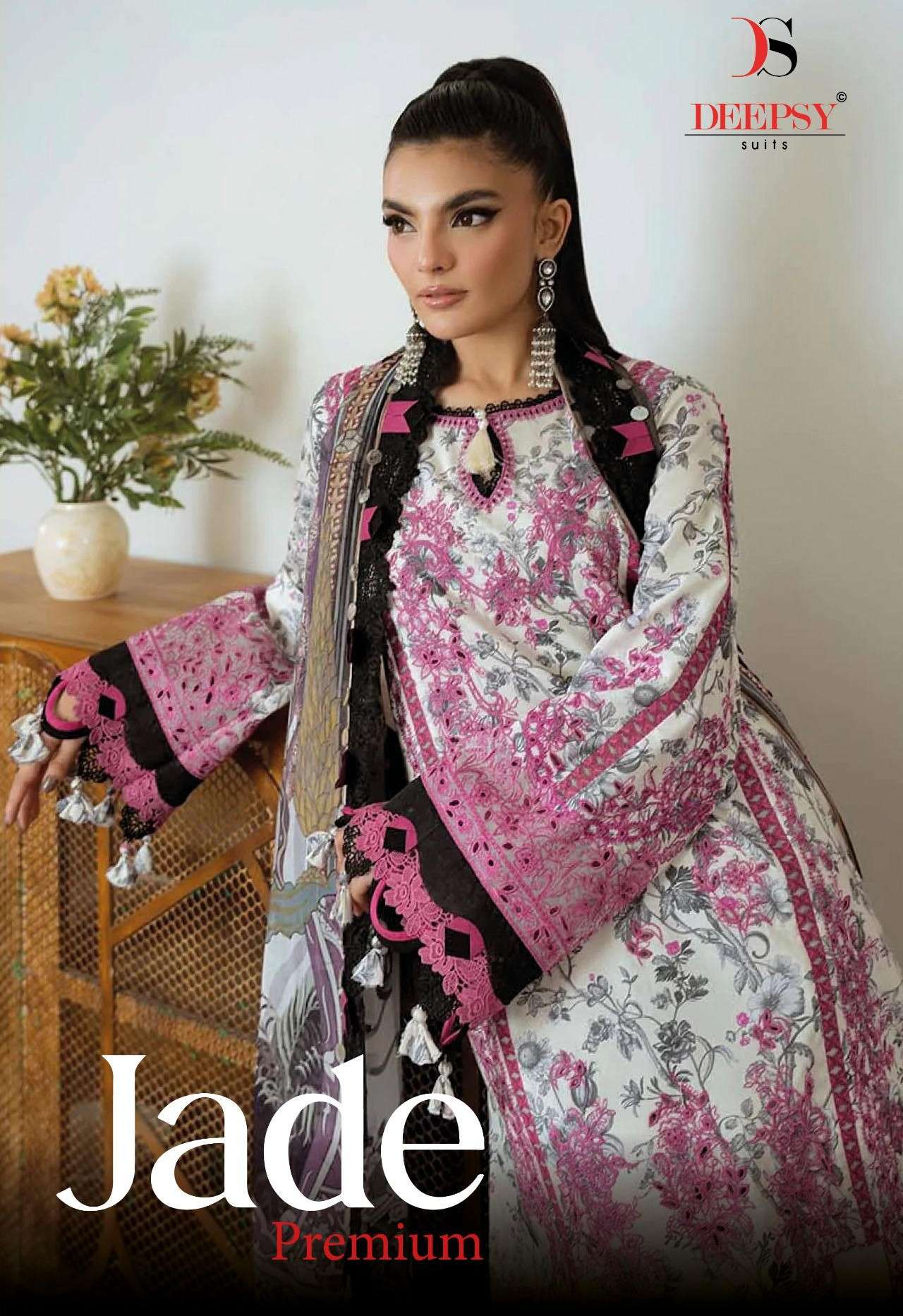 DEEPSY SUIT JADE PREMIUM PURE COTTON WITH HEAVY EMBROIDERY P...