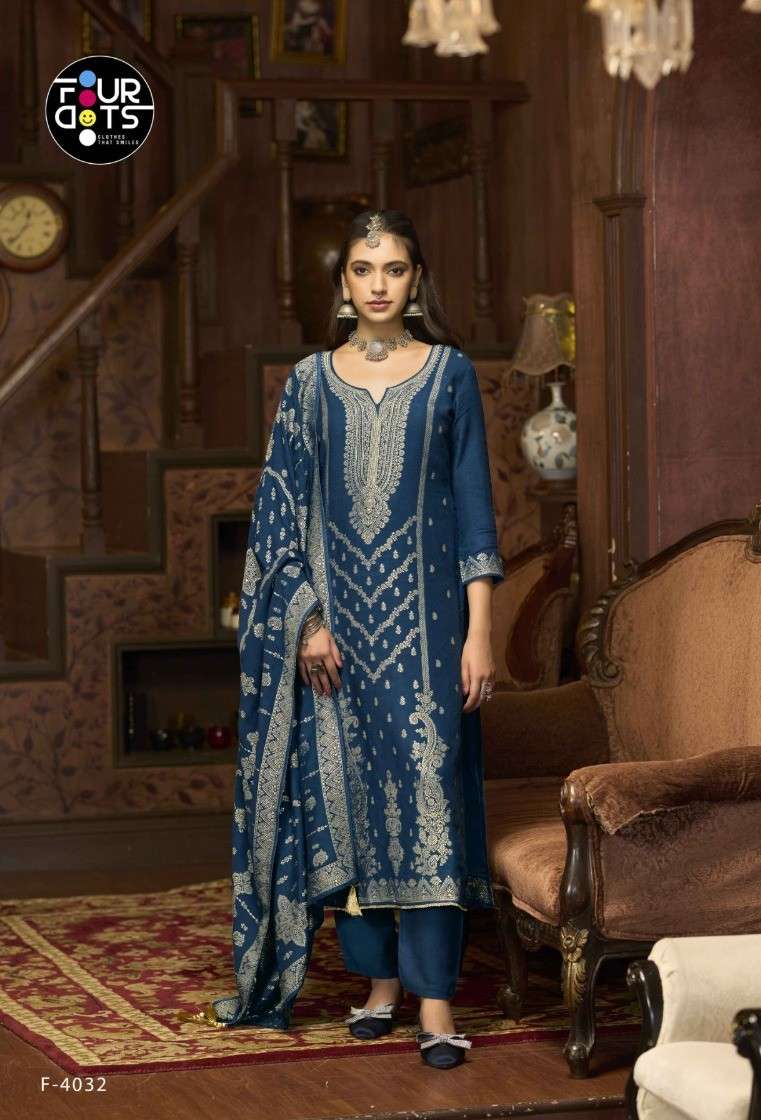 FOURDOTS EMMIE PASHMINA VISCOSE JACQUARD PRINT MATERIAL SUIT...