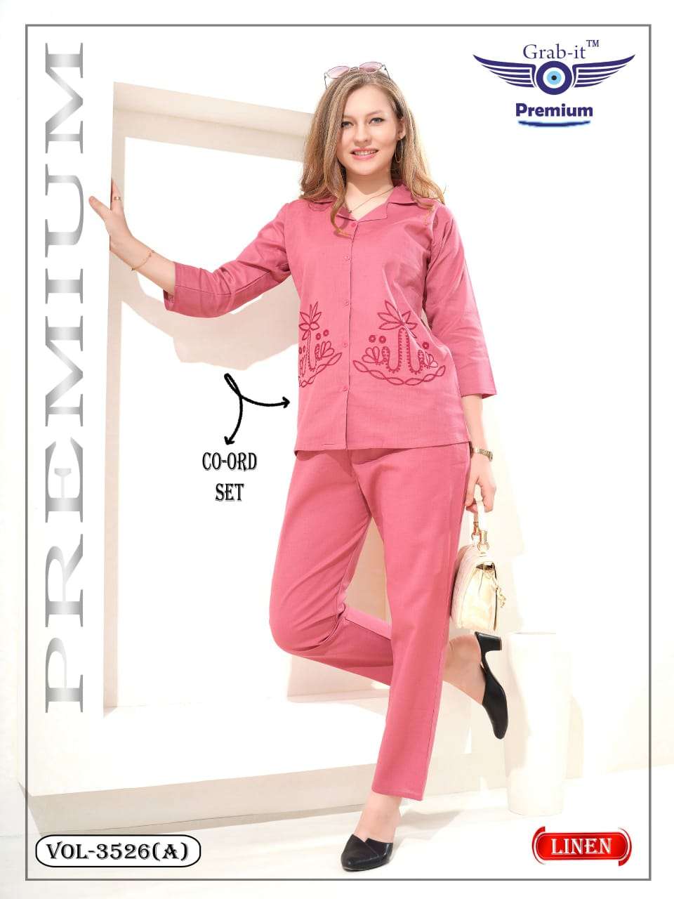 GRAB IT PREMIUM VOL 3526 LINEN FABRIC DESIGNER CORD SET TO G...