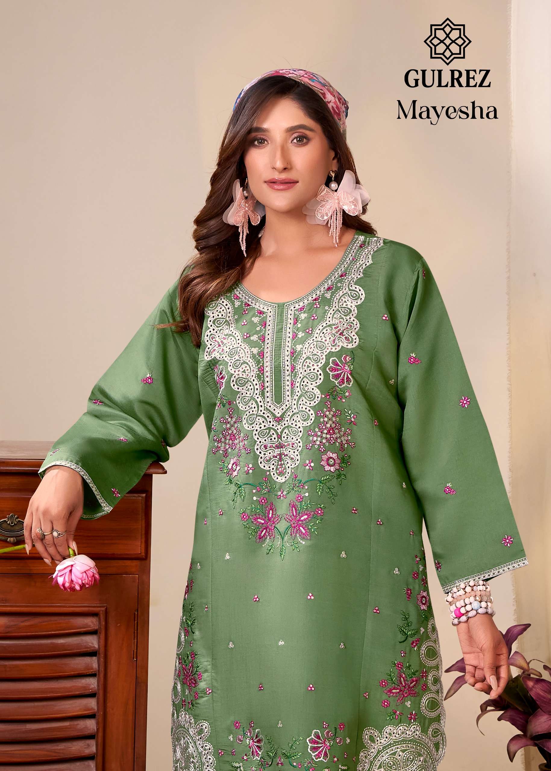 GULREZ MAYESHA SILK WITH EXCLUSIVE HEAVY KASHMIRI WORK CORD ...