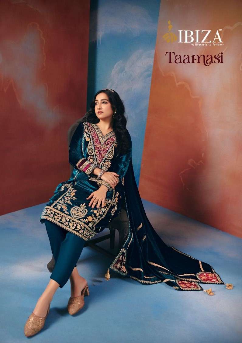 IBIZA TAAMASI VISCOSE VELVET DESIGNER WORK MATERIAL SUIT FOR...